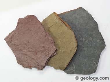 Shale rock can appear in many different colors. 