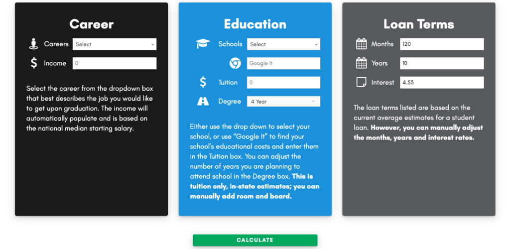 Your Career Starts Here Calculator