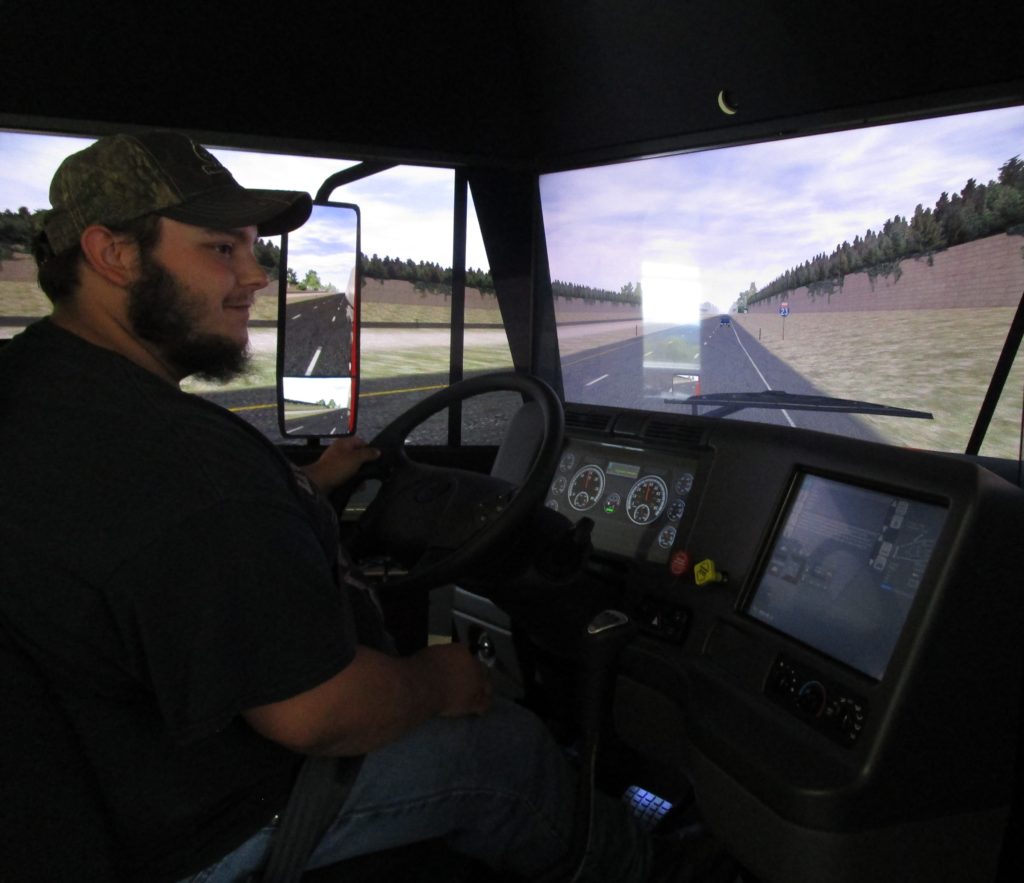 Jay testing out the driving simulator
